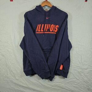 VTG Nike Center Swoosh Illinois Hoodie Size Medium Front Zip Pouch Y2K Fighting